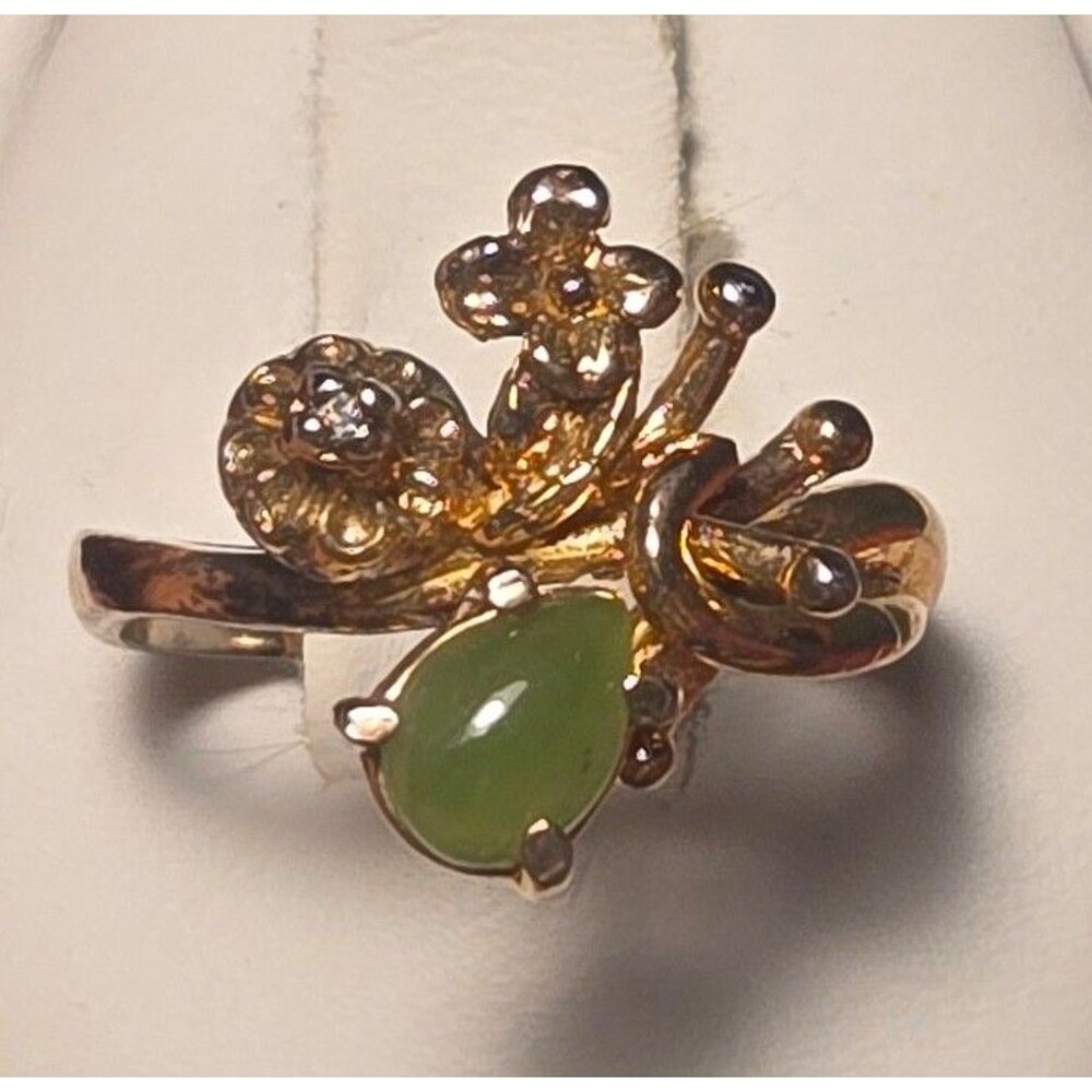 Green stone Vintage sterling silver ring sz 6